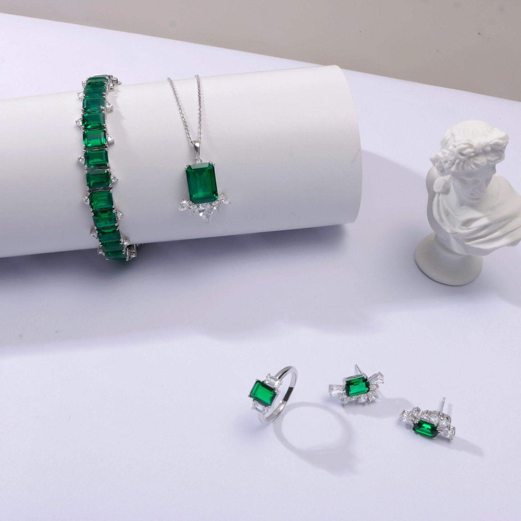 Emerald Cubic Zirconia Diamond The Earth Jewelry Set collection Designed by Tanin - Trendolla Jewelry