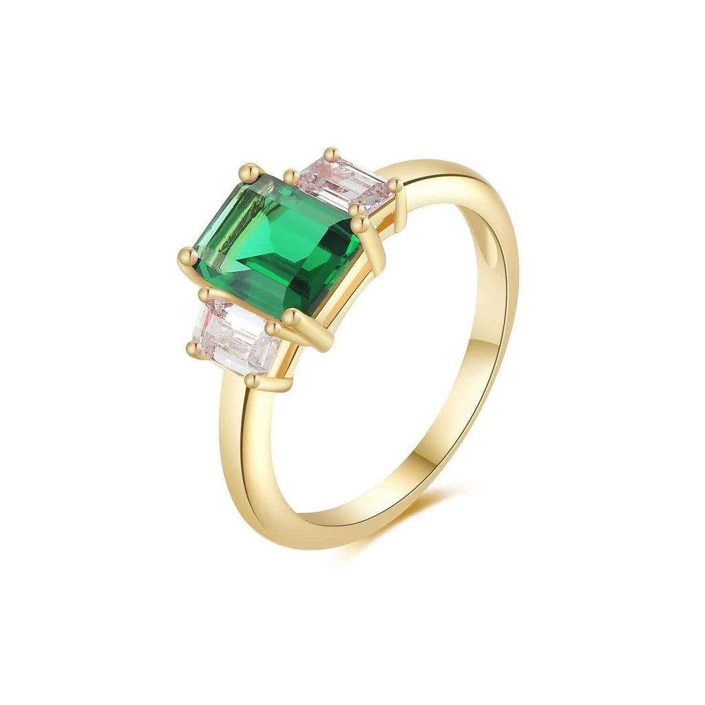 Emerald Cubic Zirconia Diamond Wedding Ring Designed by Tanin Dehkhoda - Trendolla Jewelry