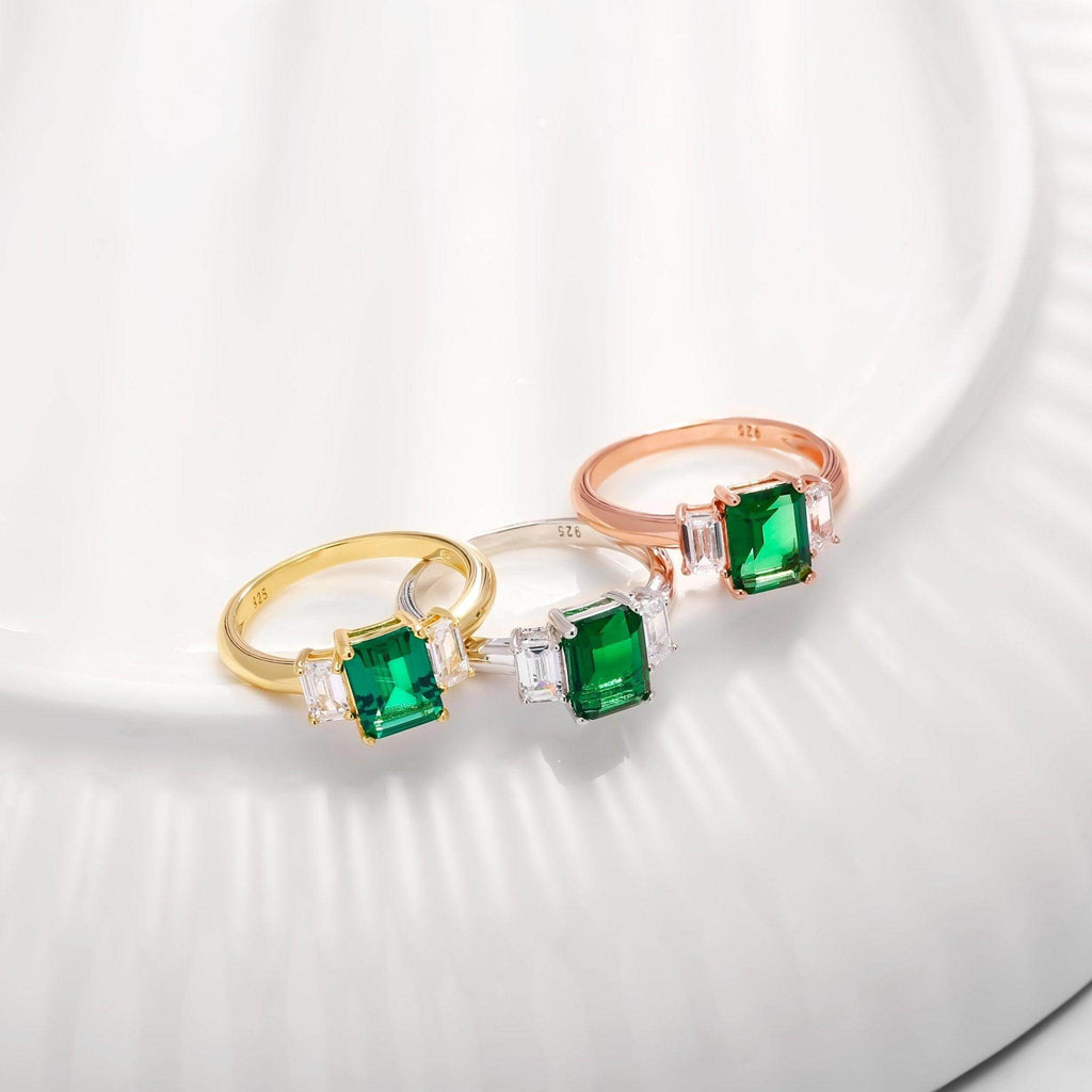 Emerald Cubic Zirconia Diamond Wedding Ring The Earth Jewelry Set collection Designed by Tanin - Trendolla Jewelry