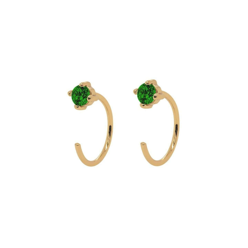 Emerald Open Huggies Earrings - Trendolla Jewelry