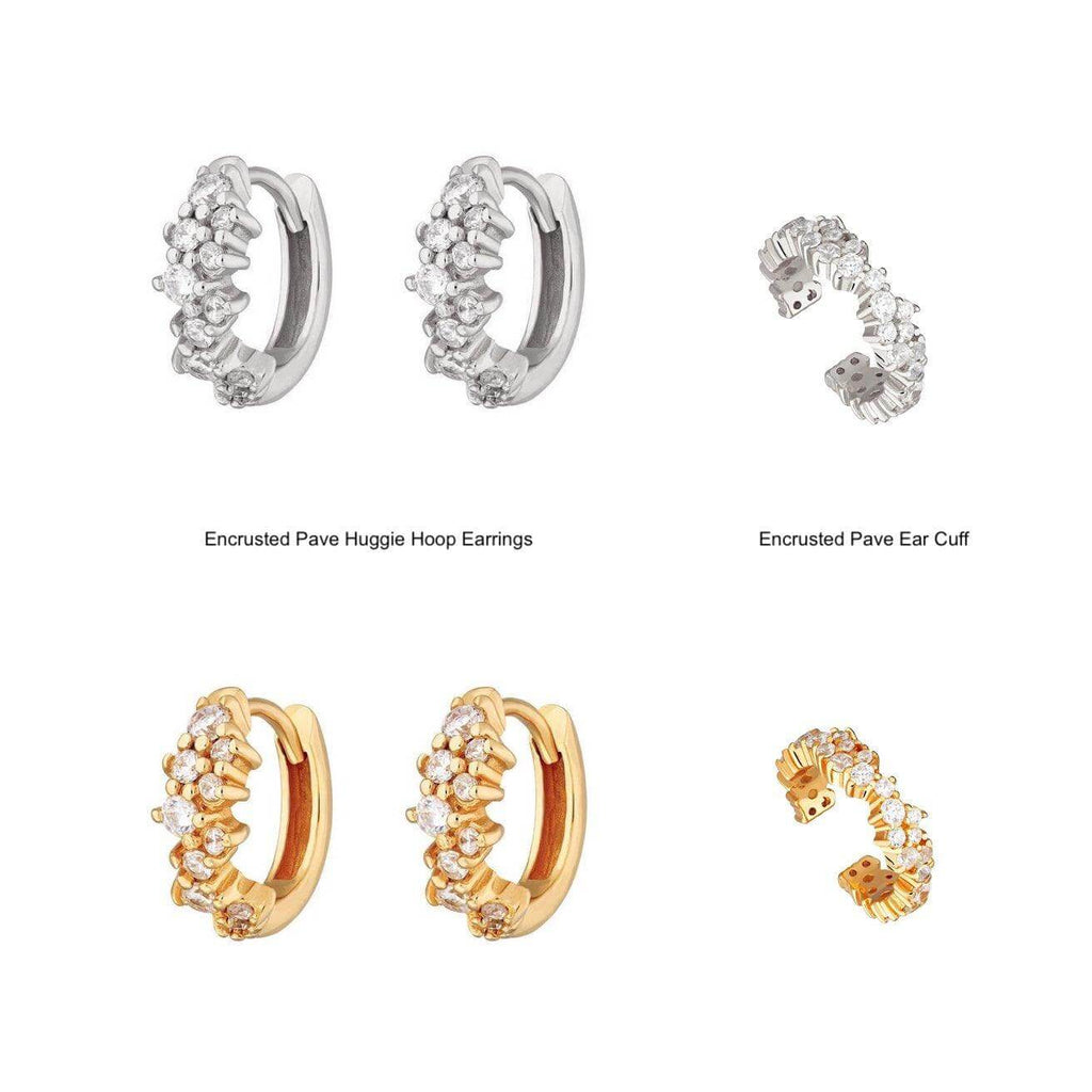 Encrusted Pave Huggie Hoop Earrings - Trendolla Jewelry