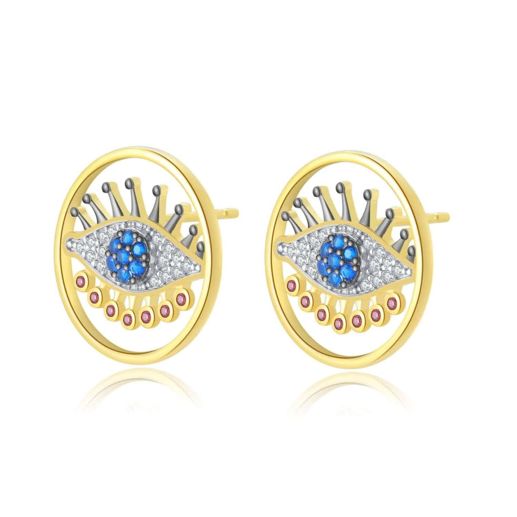 Evil Eye Earrings Ruby & Spinel & Cubic Zirconia Diamond 18ct Gold Plated Vermeil on Sterling Silver of Trendolla - Trendolla Jewelry