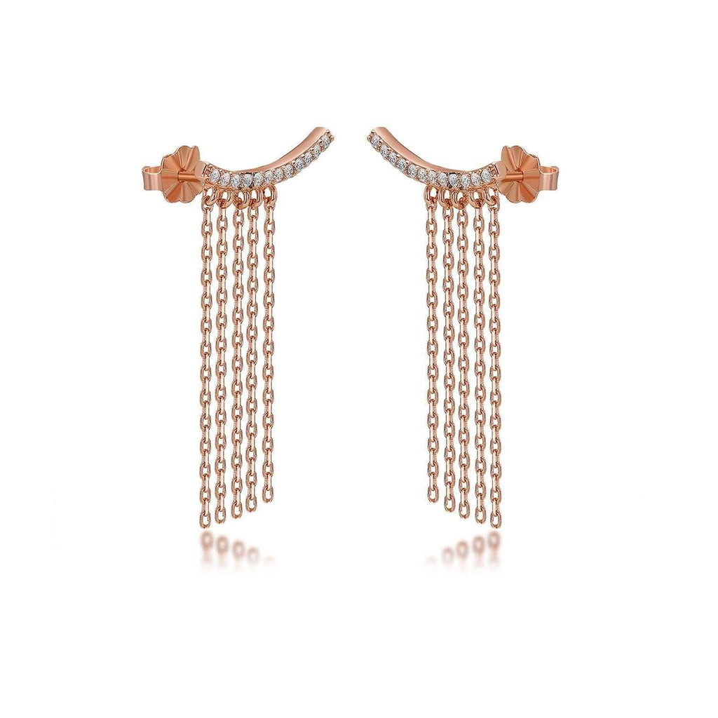 Falling Earrings 18ct Rose Gold Plated Vermeil - Trendolla Jewelry