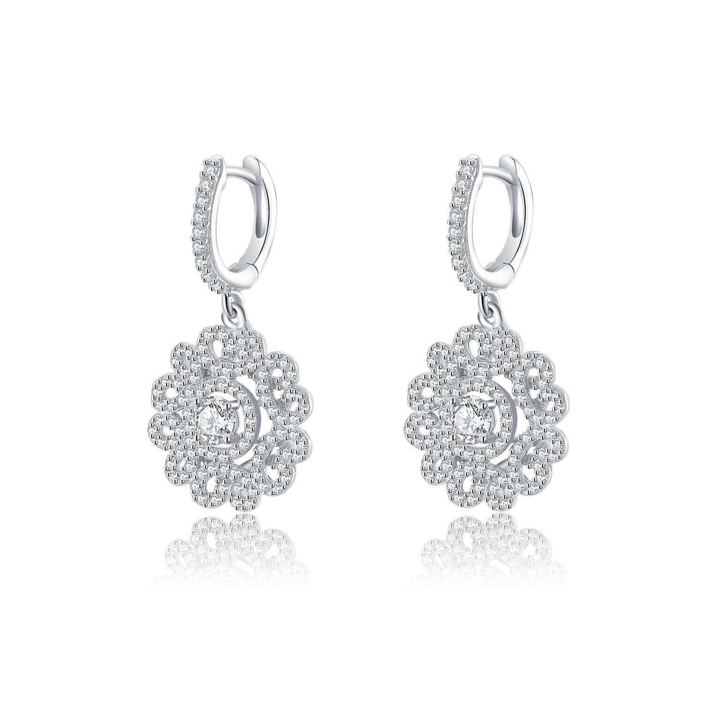 Flower Earrings 18ct White Gold Plated Vermeil - Trendolla Jewelry