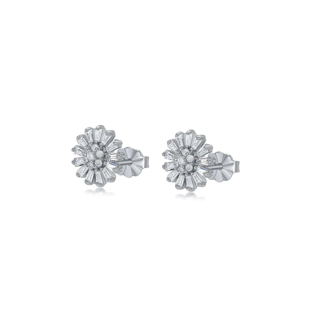 Trendolla CZ Diamond 925 Silver Flower Earrings - Trendolla Jewelry