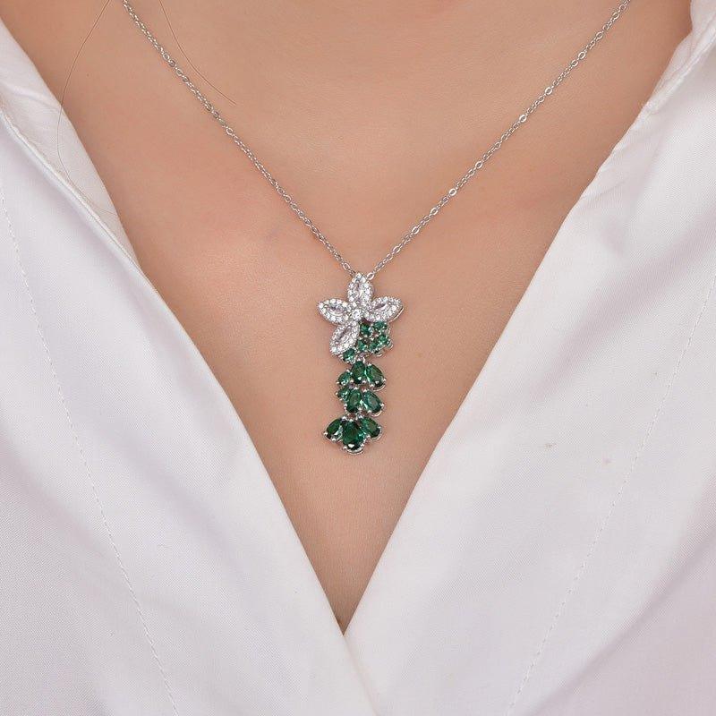 Flower Green Spinel Necklace - Trendolla Jewelry