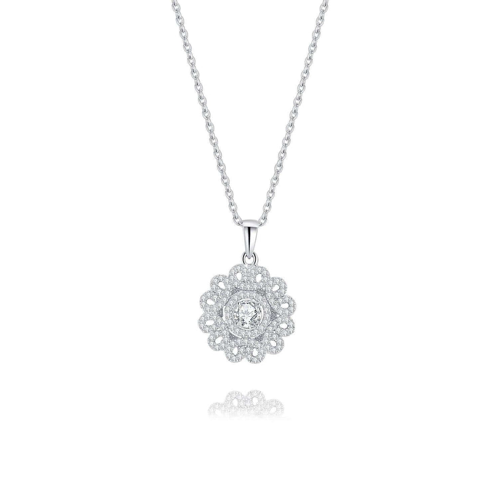 Flower Necklaces 18ct White Gold Plated Vermeil - Trendolla Jewelry