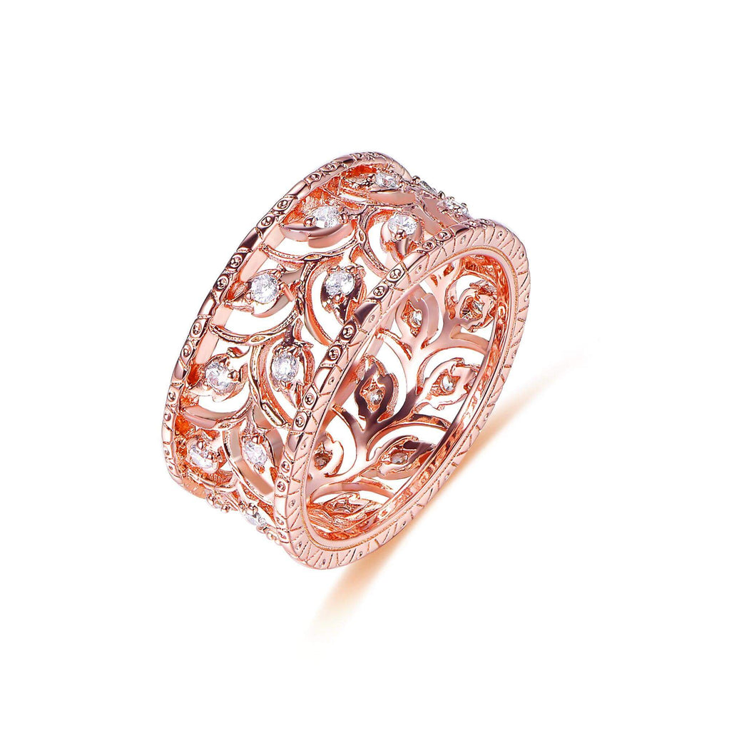 Flower Wide Women's Band Ring - Trendolla Jewelry