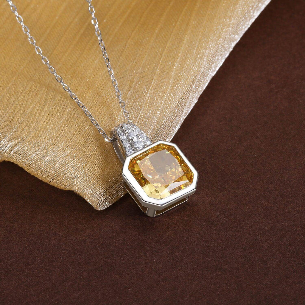 Natural Gemstone Necklace Garnet Birthstone 925 Sterling Silver Diamond Pendant Necklace - Trendolla Jewelry