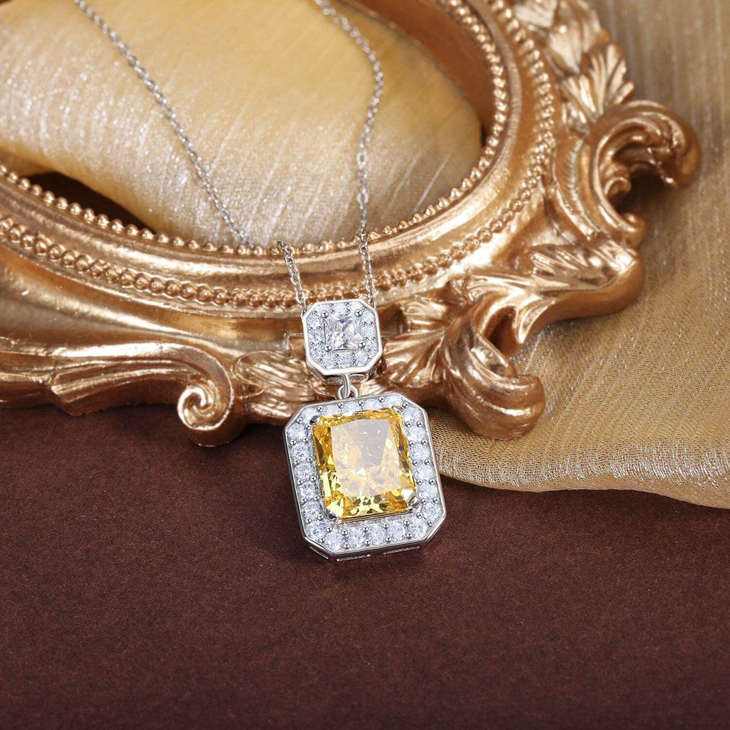 Natural Gemstone Necklace Purple Garnet Birthstone 925 Sterling Silver Diamond Pendant Necklace - Trendolla Jewelry