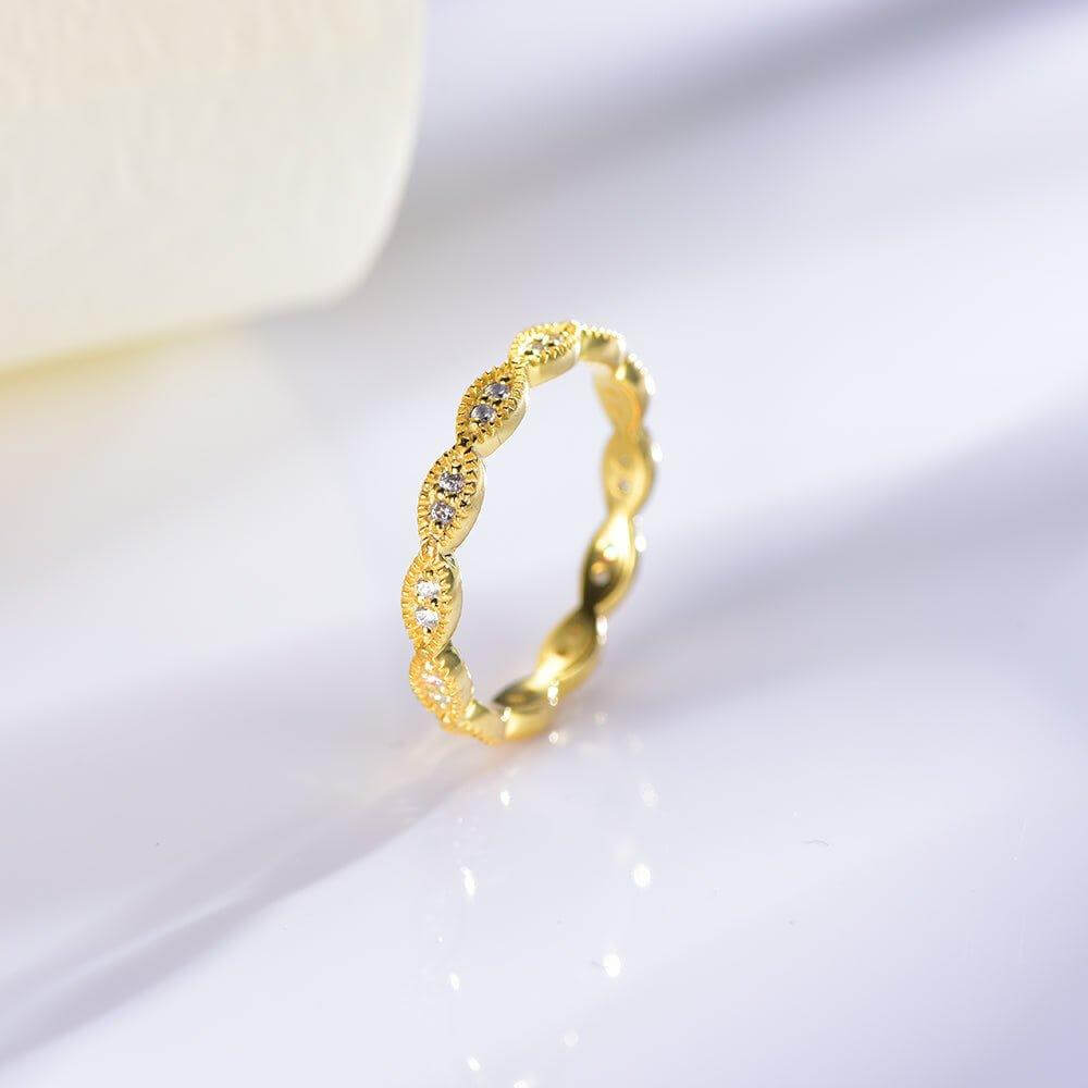 Gold Plated Milgrain Eternity Wedding Band - Trendolla Jewelry