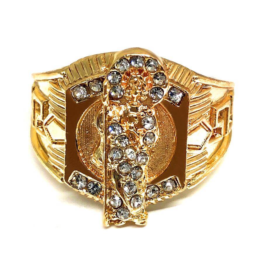 Gold Plated San Judas Ring Jude White CZ Ring Anillo - Trendolla Jewelry