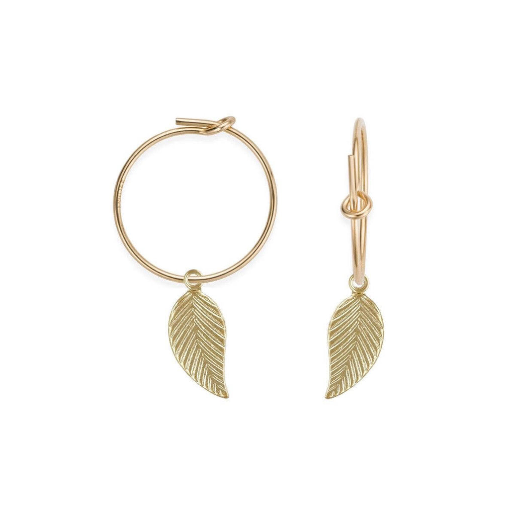 Golden Leaf Hoop Earrings - Trendolla Jewelry