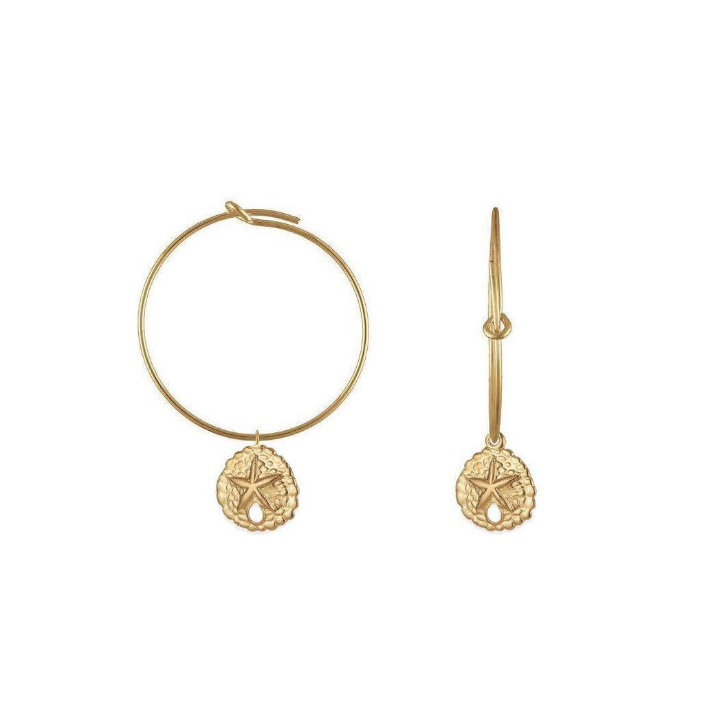 Golden Sand Dollar Hoop Earrings - Trendolla Jewelry