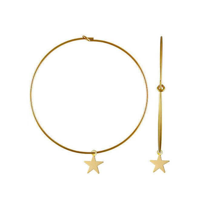Golden Star Hoop Earrings - Trendolla Jewelry