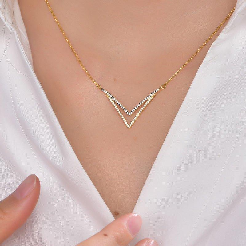 Gorgeous Double V Two Layered Necklace - Trendolla Jewelry