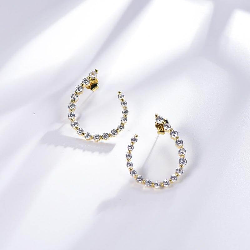 Halo Simulated diamond Hoop Earrings In Sterling Silver - Trendolla Jewelry