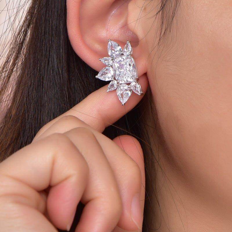 Halo White Stone Stud Earrings In Sterling Silver - Trendolla Jewelry