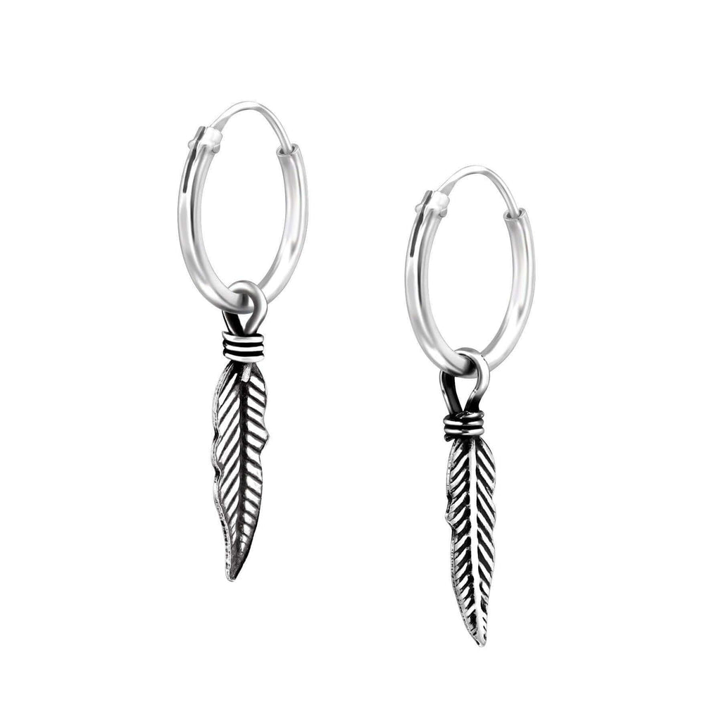 Hanging Feather Hoop Earrings - Trendolla Jewelry