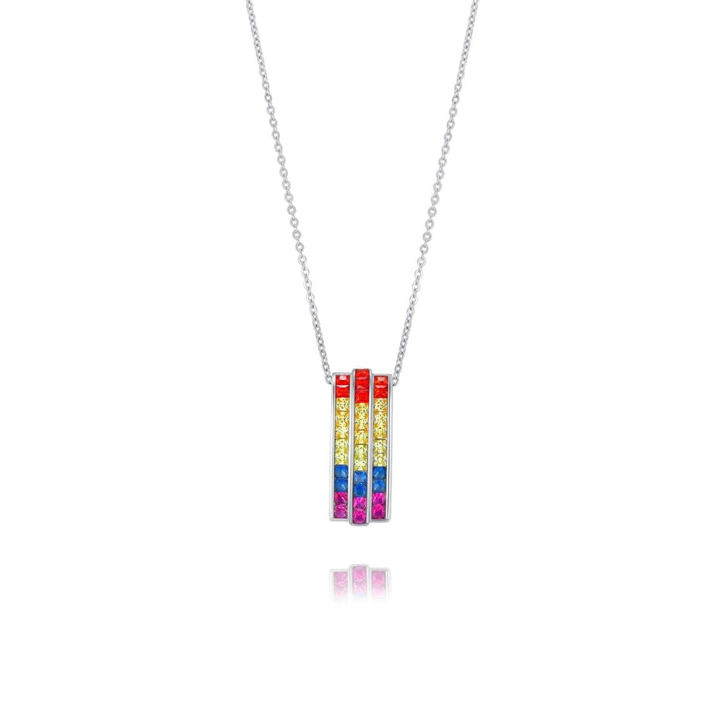Rainbow Gemstones Necklace Healing Diamond Sterling Silver Necklace - Trendolla Jewelry