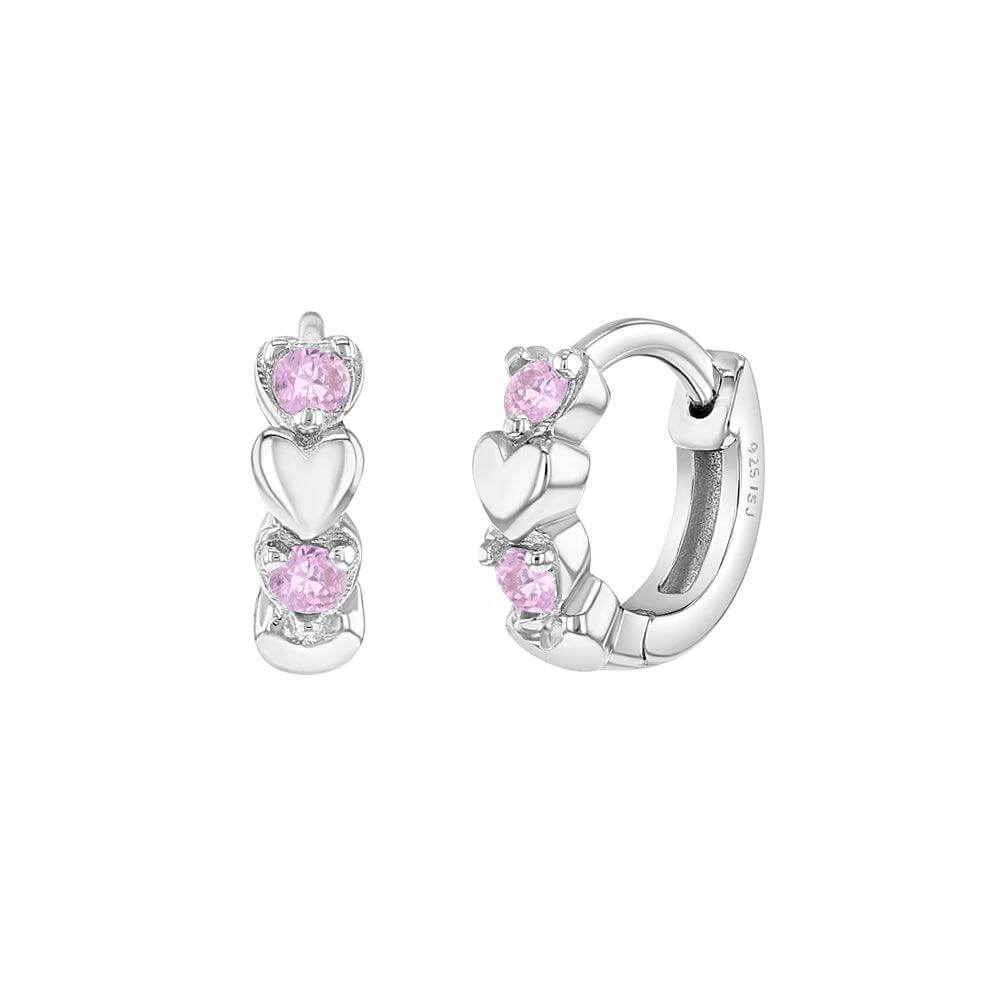Heart CZ Cascade 9mmSterling Silver Baby Children Earrings - Trendolla Jewelry
