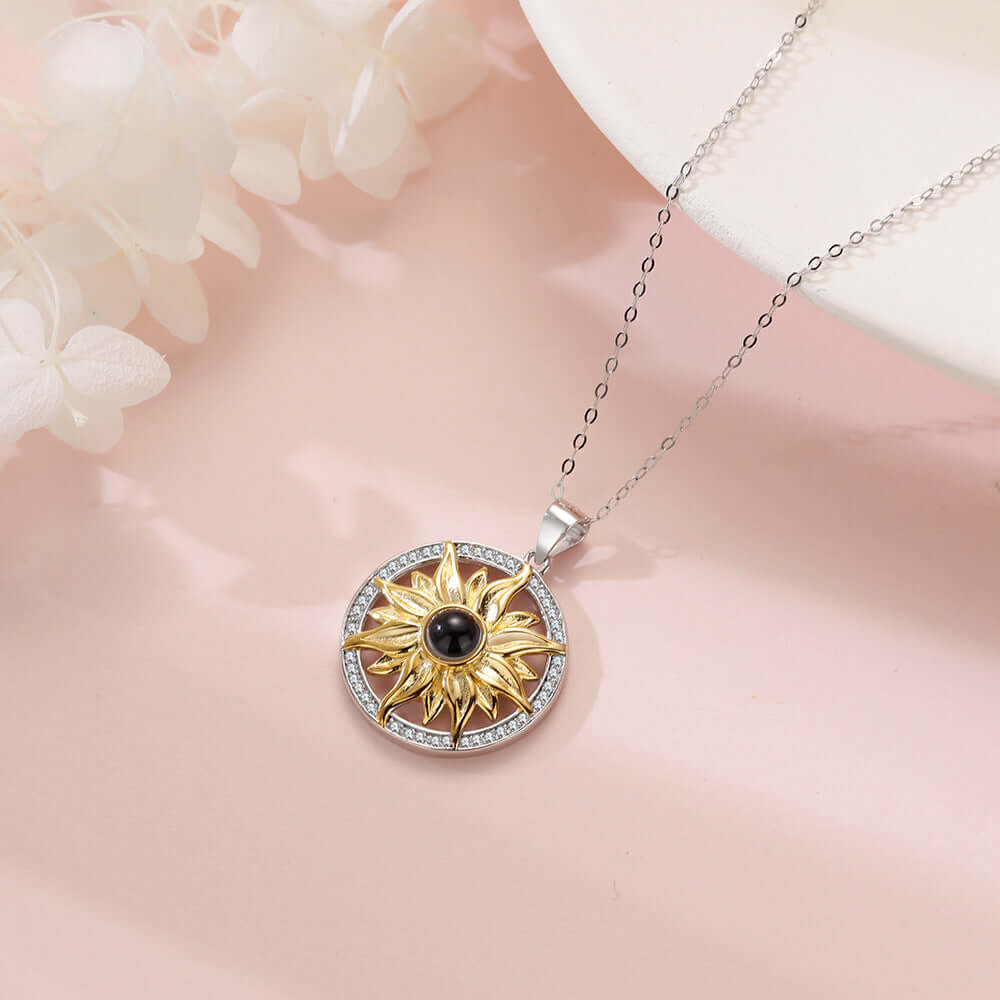 Sunflower Necklace with Picture Inside