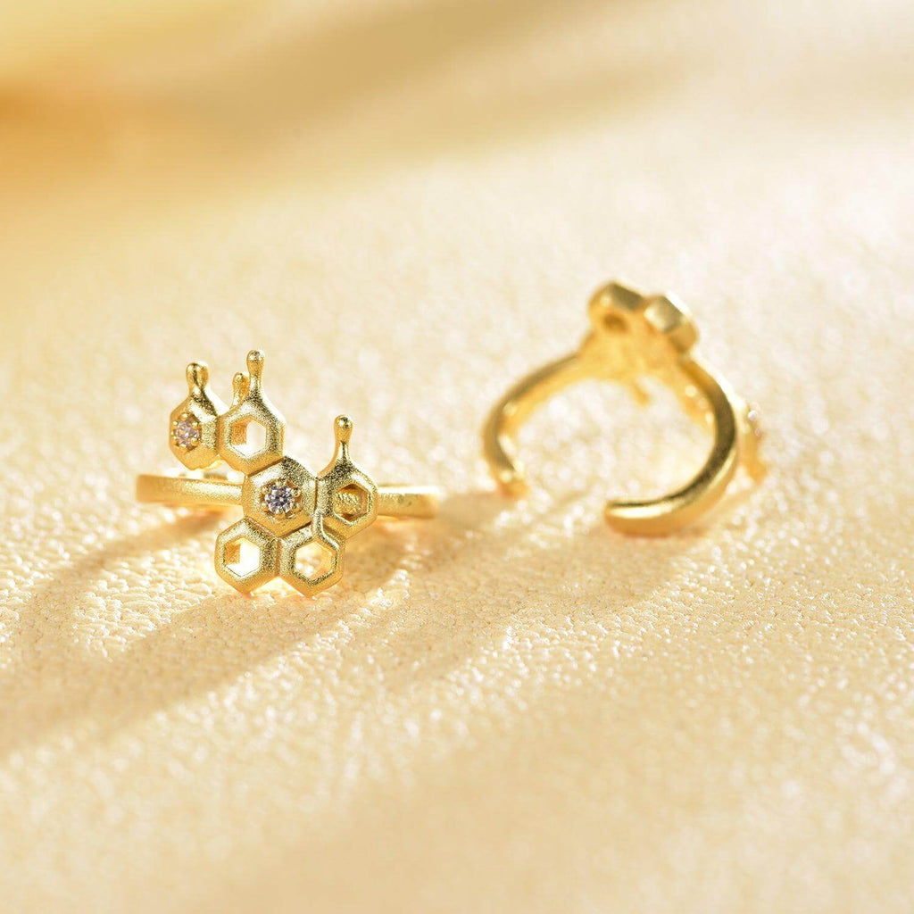 Honeycomb Dangle Earrings Mak Collection Hoop Earrings with Charm - Trendolla Jewelry