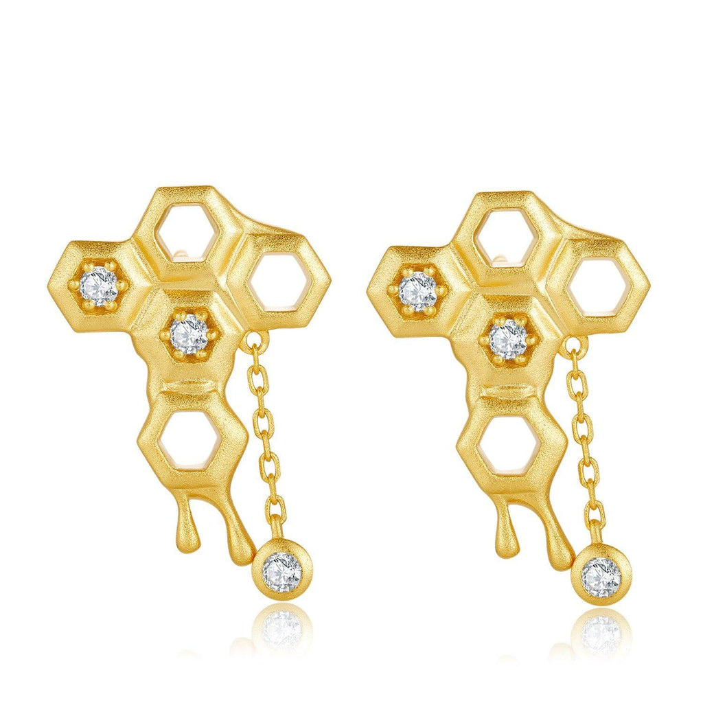 Honeycomb With Honey Ring Earrings Necklaces Bracelet Jewelry Sets - Trendolla Jewelry