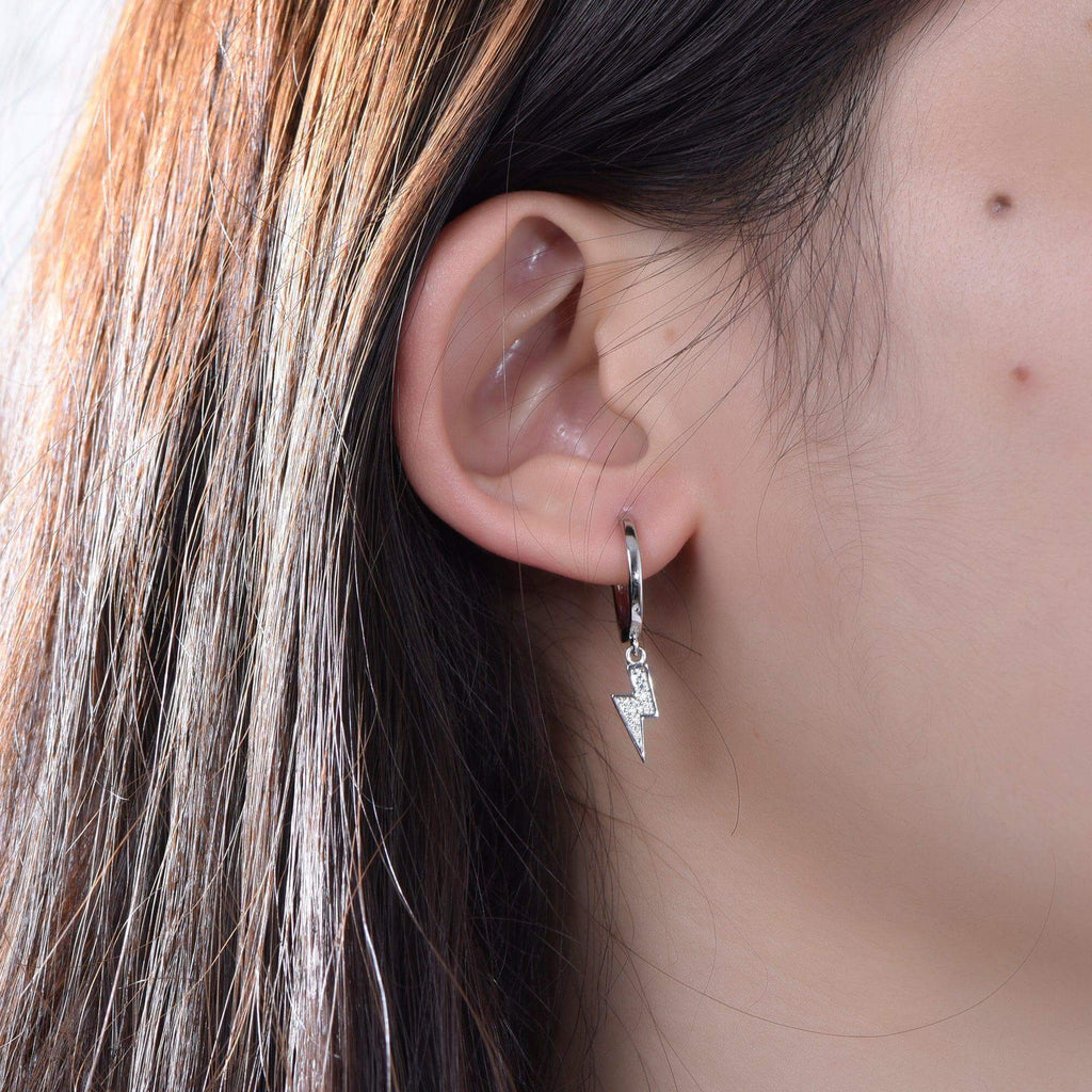 Hoop Earrings with Charm Flash Cubic Zirconia - Trendolla Jewelry