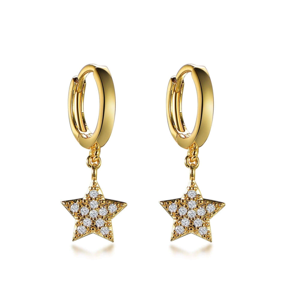 Huggie Hoop Earrings with Charm Cute Star - Trendolla Jewelry