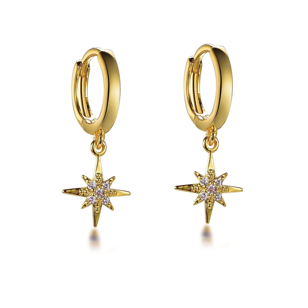 Huggie Hoop Earrings with Charm Sparking Star - Trendolla Jewelry
