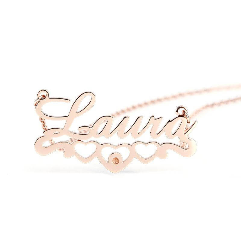 "I Will Always Stand by You" Heart Name Necklace with Birthstone - Trendolla Jewelry