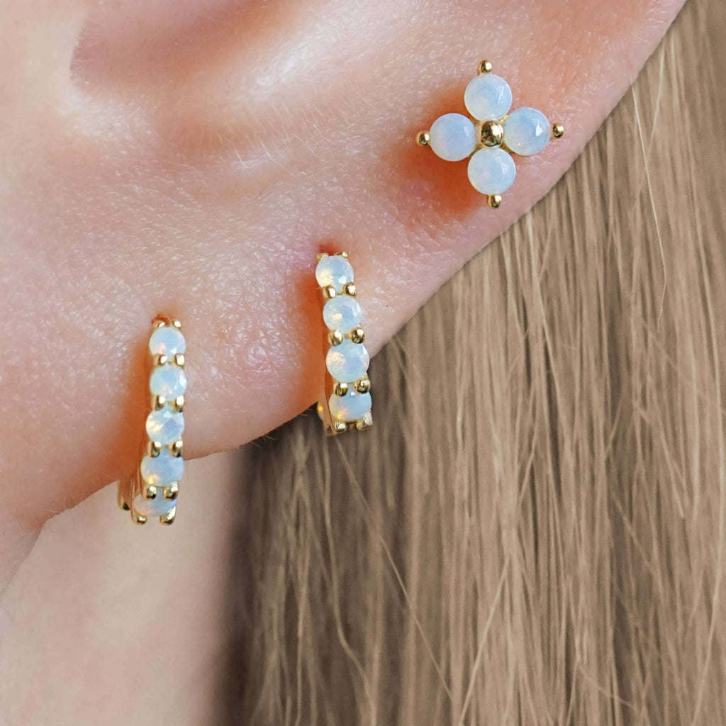 Moonstone Piercing Studs Ball Back & Flat Back Cartilage Earrings