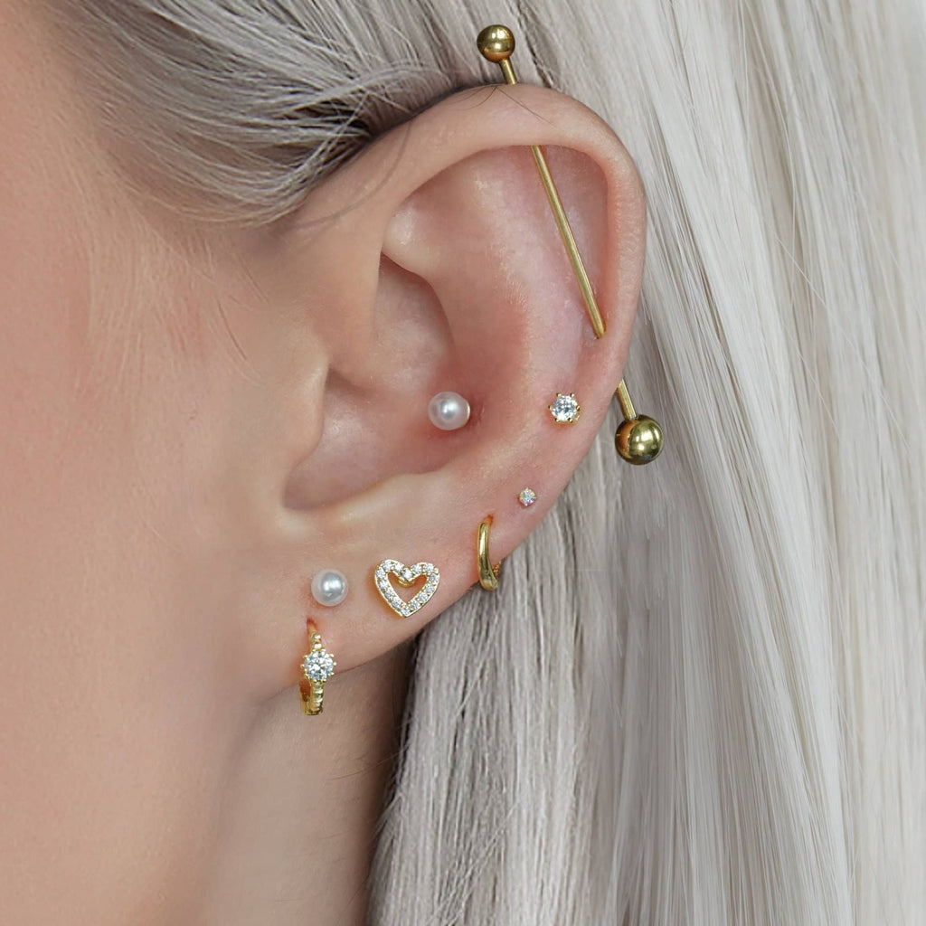 Trendolla Love Shape Ball Back & Flat Back Cartilage Earrings