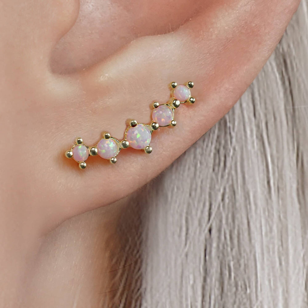 Trandolla Pink Opal Ball Back & Flat Back Cartilage Earrings