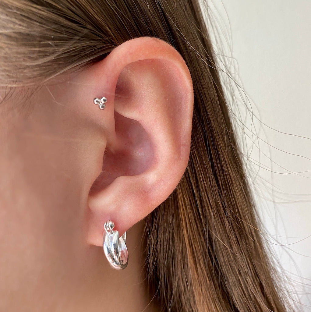Trinity Ball Steel Flat Back Cartilage Earrings