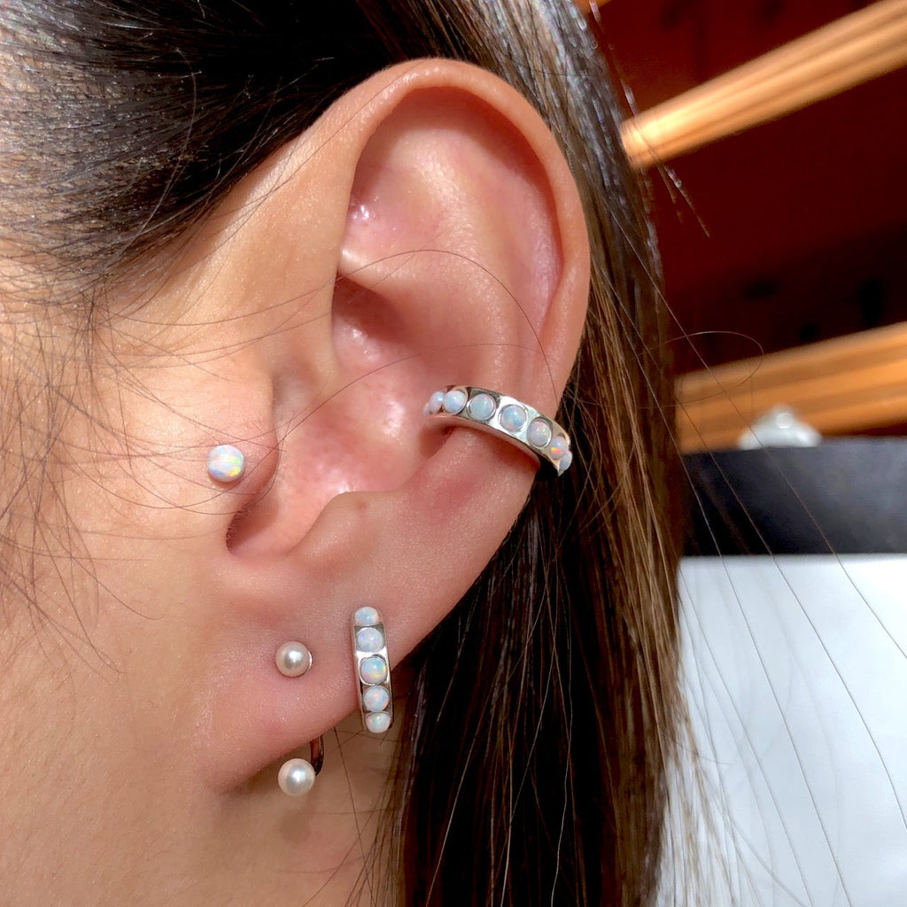 Trendolla Fire Opal Ball Flat Back Cartilage Earrings
