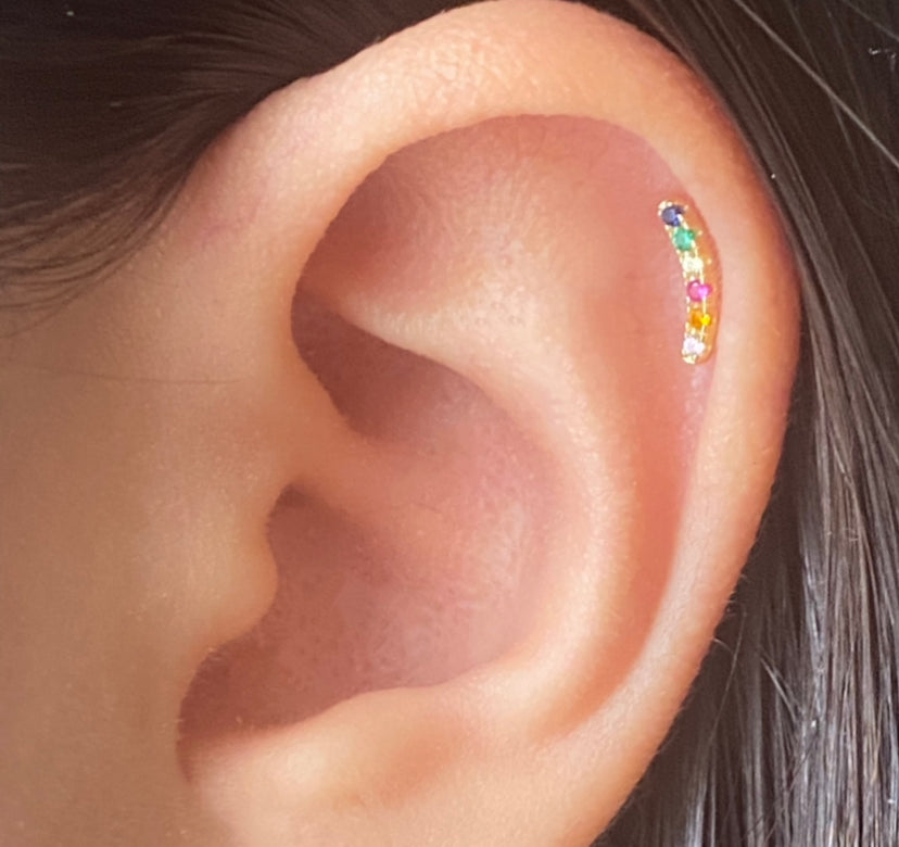 Trendolla Rainbow Curved Bar Flat Back Earrings