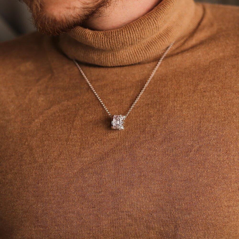 Men Diamond Imperial Crown Necklace - Trendolla Jewelry