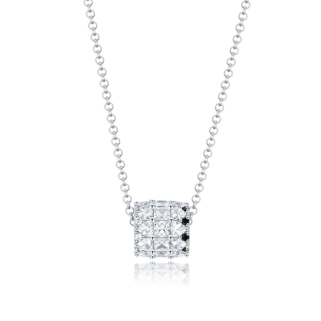 IMPERIAL CROWN NECKLACE, SM, ROLLINS ROYALE by Nathaniel Rollins, Cubic Zirconia Diamond 18ct White Gold Plated Vermeil on Sterling Silver of Trendolla - Trendolla Jewelry