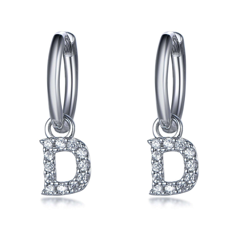 Initial Dangle Hoop Earrings with Charm Personalized Letters - Trendolla Jewelry