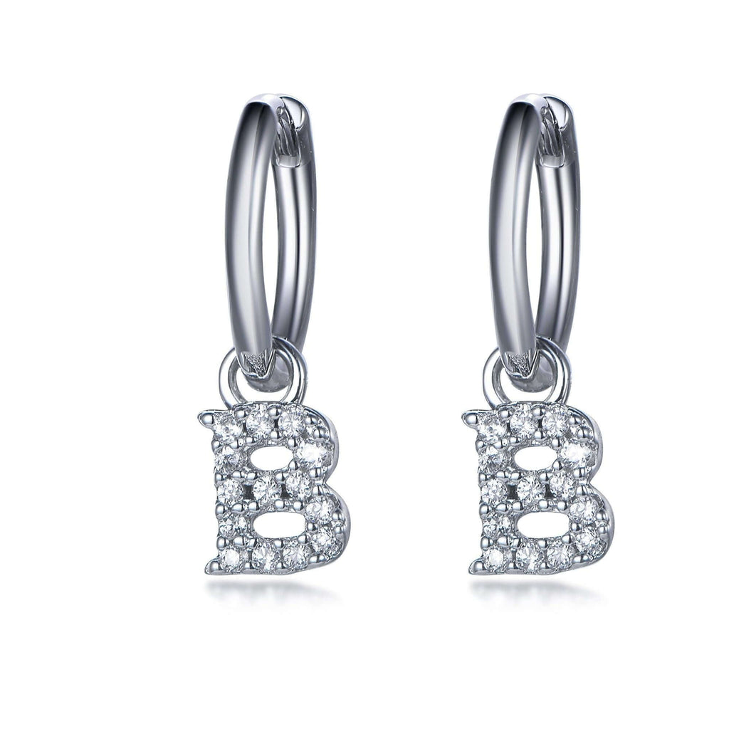 Initial Dangle Hoop Earrings with Charm Personalized Letters - Trendolla Jewelry