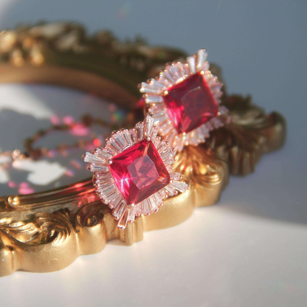 July Ruby Earrings - Trendolla Jewelry