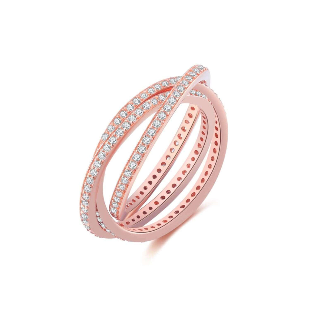 Layered Ring 18ct Rose Gold Plated Vermeil - Trendolla Jewelry