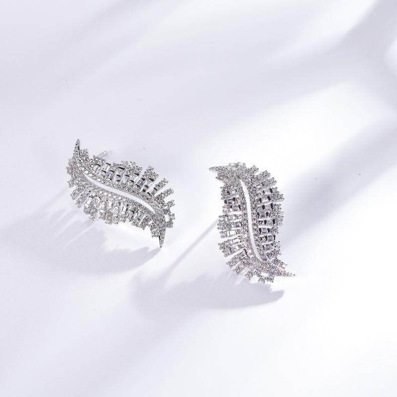 Leaf Inspired Stud Earrings In Sterling Silver - Trendolla Jewelry