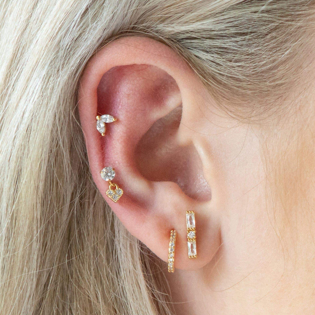 Leaf Piercing Barbell Earrings Ball Back Earrings Nap Earrings - Trendolla Jewelry