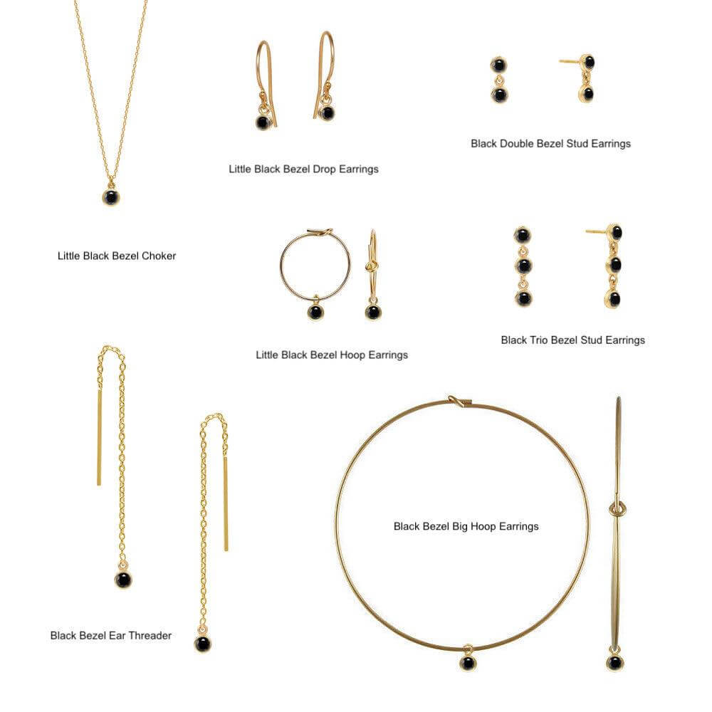 Little Black Bezel Hoop Earrings - Trendolla Jewelry