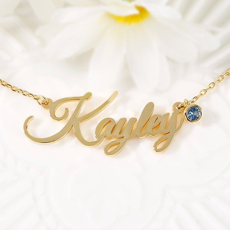 "Love Yourself" Personalized Sterling Silver Name Necklace with Birthstone - Trendolla Jewelry