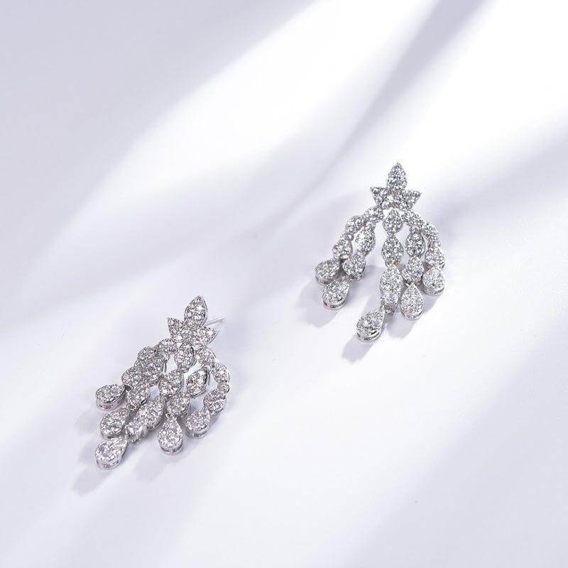 Luxurious Simulated Diamond Drop Earrings In Sterling Silver - Trendolla Jewelry
