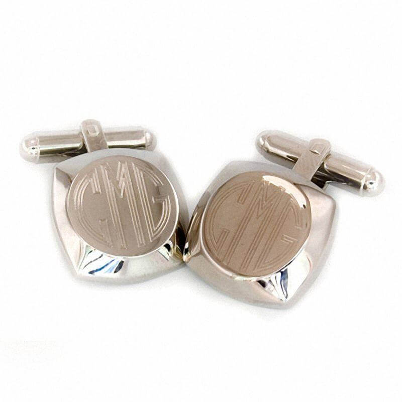 Men's Cushion Silver-Tone Cuff Links (3 Initials) of Trendolla - Trendolla Jewelry